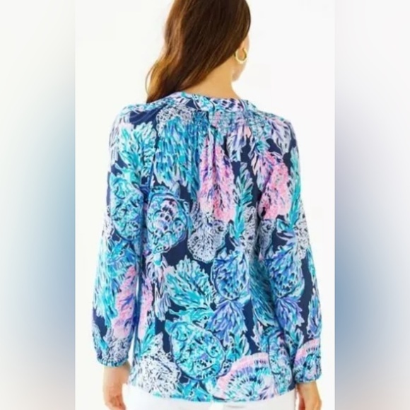 Lilly Pulitzer NWT Women's Elsa Top Size XXS - High Tide Navy Party In Paradise - Picture 8 of 9